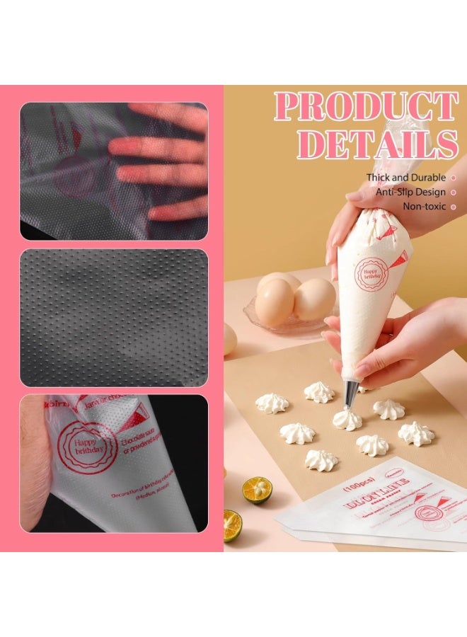 100 قطعة أكياس تزيين سميكة للاستعمال مرة واحدة، أكياس كريمة الكيك، أكياس تزيين الحلويات والبسكويت، أدوات خبز منزلية، أدوات تزيين الكيك 31 سم * 22 سم - Image 5